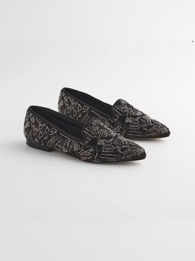 Chico's Gwyn Art Deco Beaded Flats Size 8.5 New